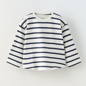 Zara Kids Thick Long Sleeve Navy/White Striped Shirt 2-3Y